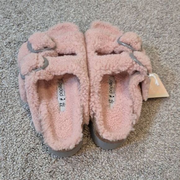 Birkenstock Papillio Arizona Shearling Teddy Faded Pink Size 6 Narrow - Picture 4 of 6